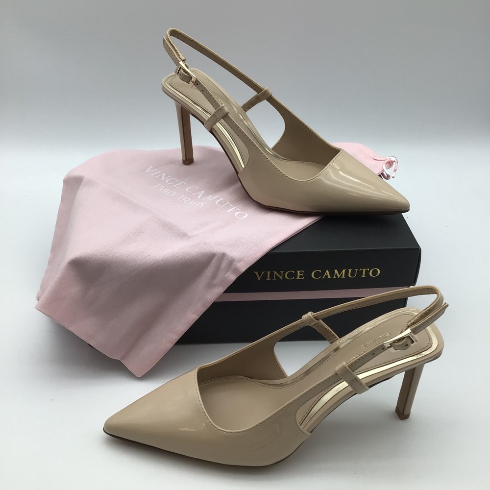 Vince Camuto Reveille Emily Travis Soft Buff Leather Slingback Heels Size 6M New
